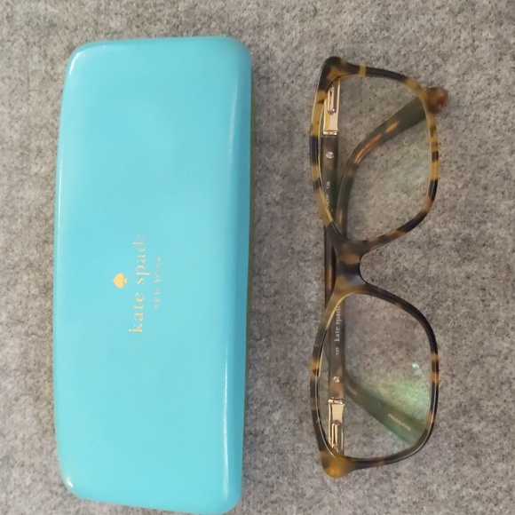 Kate Spade Tortoise Shell Glasses Catrina 135 Orange Pink Case & blue green - Picture 3 of 9